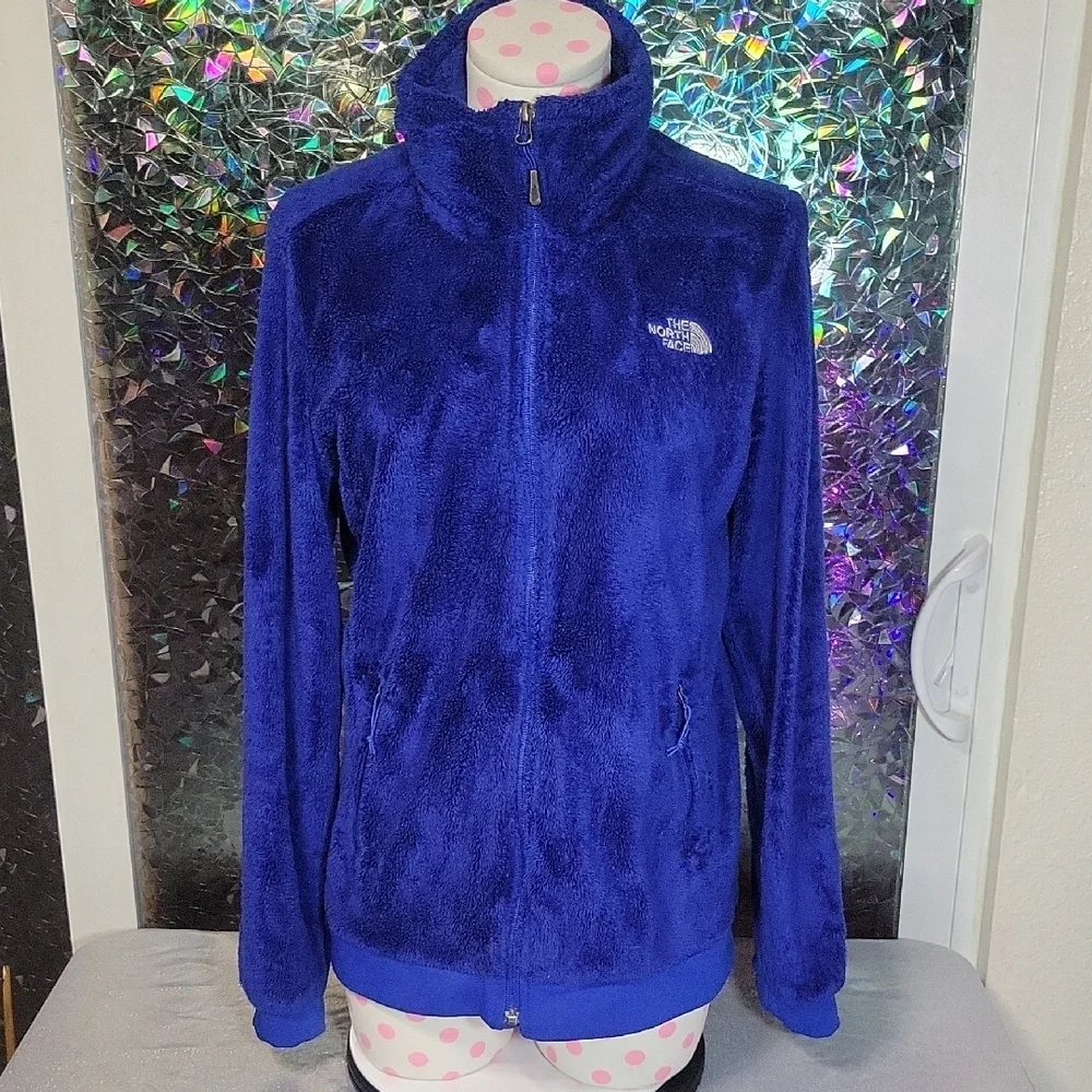 Y2K The Northface Teddy Bear 'Osito' Zip Up Jacket Coat Dark Royal Blue SZ:M